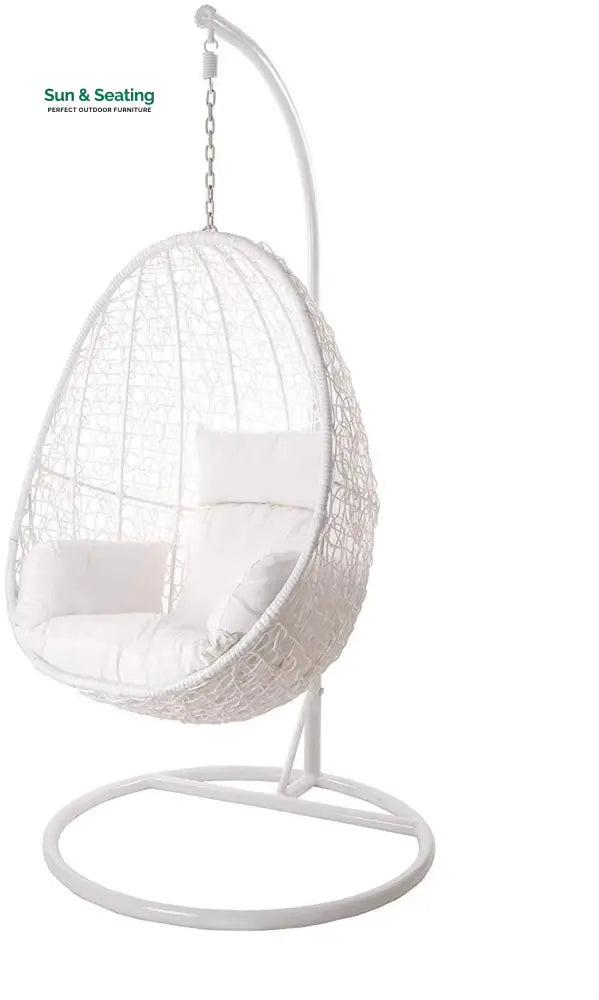 Giulietta Single Seater Hanging Swing With Stand For Balcony Garden Swing (White) White Swings