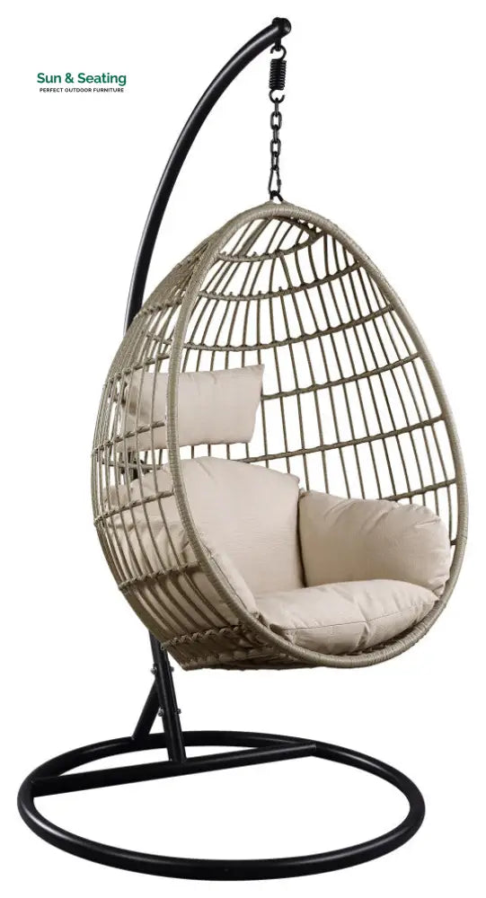 Gonzalo Single Seater Hanging Swing With Stand For Balcony Garden Swing (Black + Grey) Swings