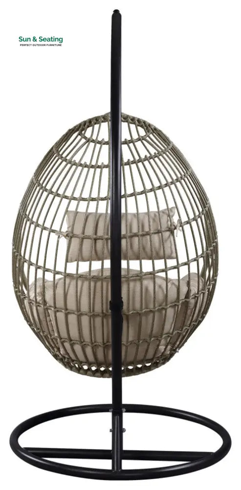 Gonzalo Single Seater Hanging Swing With Stand For Balcony Garden Swing (Black + Grey) Swings