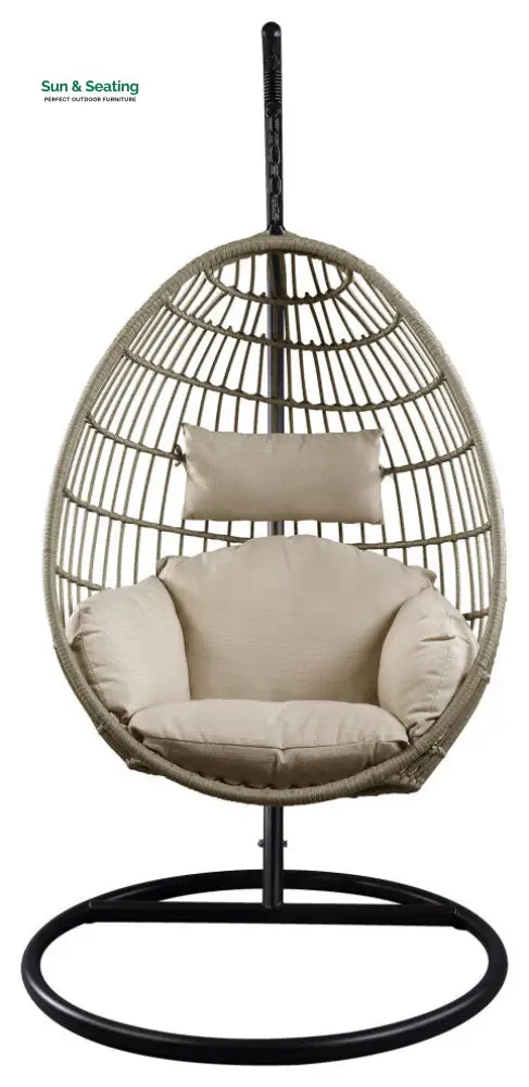 Gonzalo Single Seater Hanging Swing With Stand For Balcony Garden Swing (Black + Grey) Swings
