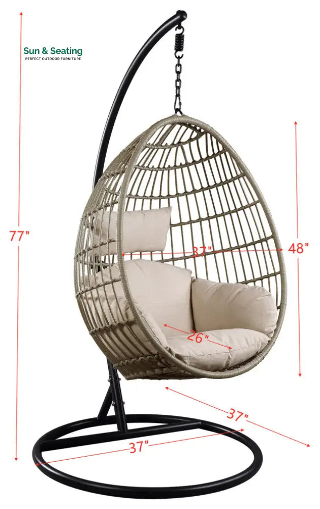 Gonzalo Single Seater Hanging Swing With Stand For Balcony Garden Swing (Black + Grey) Swings