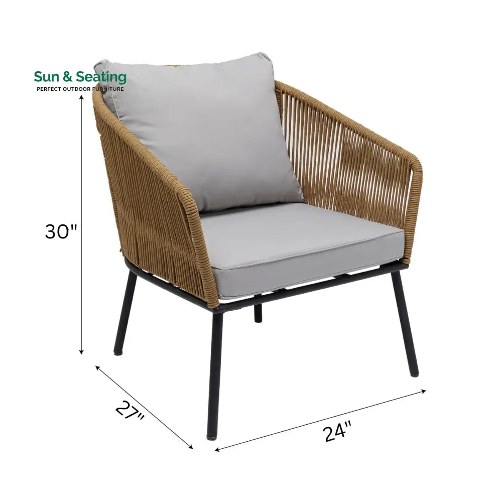 Goons Outdoor Sofa Set 3 Seater 2 Single seater and 1 Center Table Set (Khaki) Braided &amp; Rope Sofa Sets