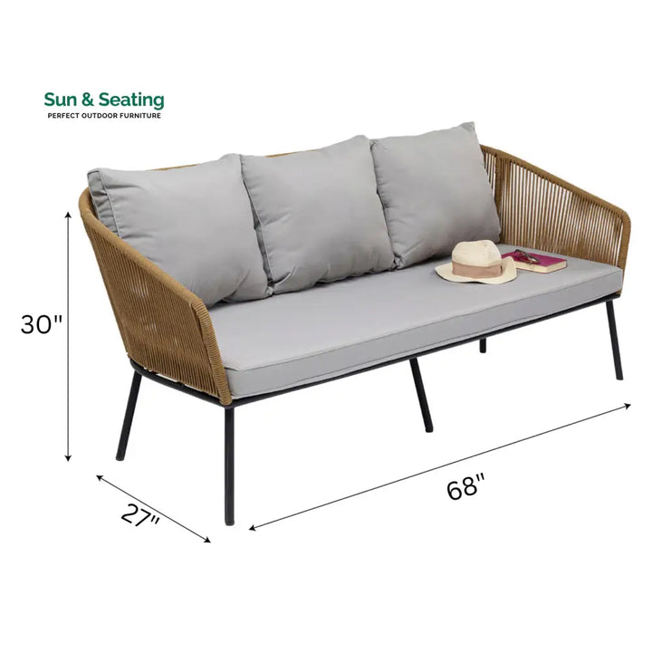 Goons Outdoor Sofa Set 3 Seater 2 Single seater and 1 Center Table Set (Khaki) Braided &amp; Rope Sofa Sets