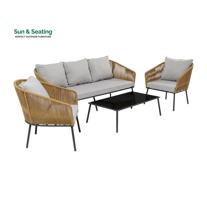 Goons Outdoor Sofa Set 3 Seater 2 Single seater and 1 Center Table Set (Khaki) Braided &amp; Rope Sofa Sets