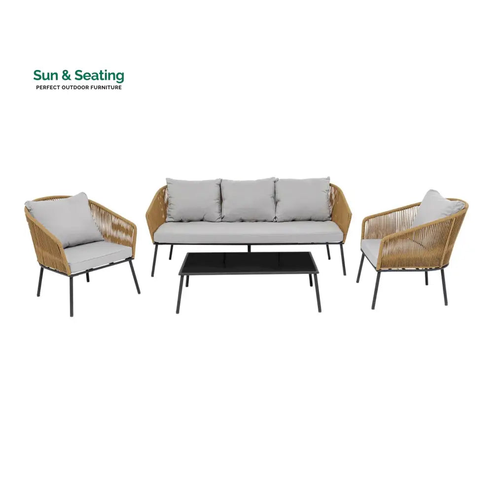 Goons Outdoor Sofa Set 3 Seater 2 Single seater and 1 Center Table Set (Khaki) Braided &amp; Rope Sofa Sets