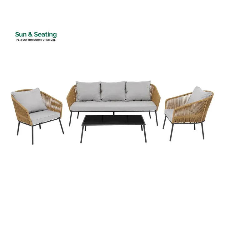Goons Outdoor Sofa Set 3 Seater 2 Single seater and 1 Center Table Set (Khaki) Braided &amp; Rope Sofa Sets