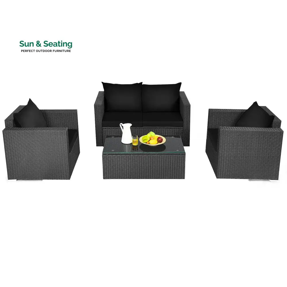 Gracia Outdoor Sofa Set 2 Seater 2 Single seater and 1 Center Table (Black) Sofa Sets
