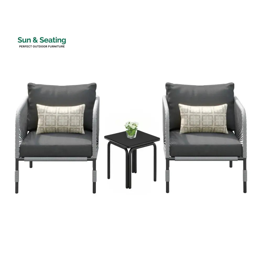 Graciela 3 Piece Garden Outdoor Rope Patio Set Patio Set
