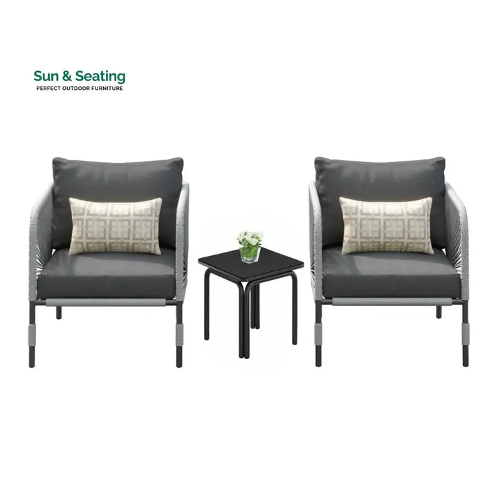 Graciela 3 Piece Garden Outdoor Rope Patio Set Patio Set