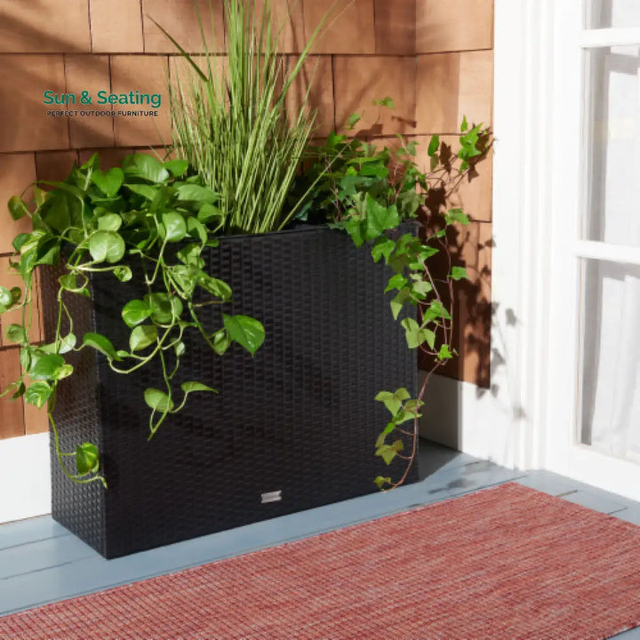 Grae Outdoor Wicker Planters For Garden Balcony (Black) Planter