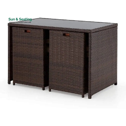 Greco Outdoor Patio Dining Set 4 Chairs and 1 Table (Brown) Dining sets