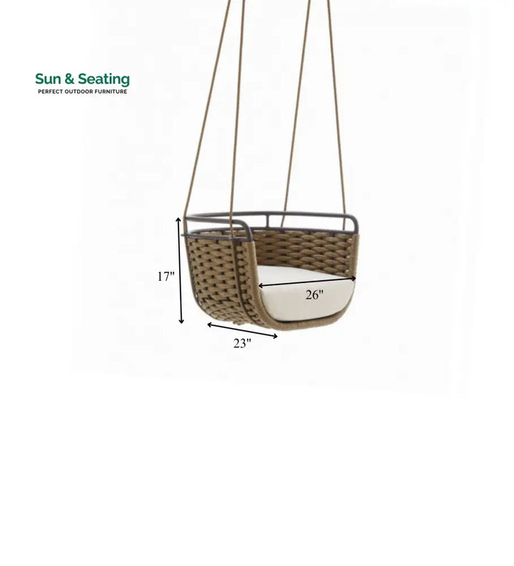 Greco Single Seater Hanging Swing Without Stand For Balcony Garden Swing (Brown) Braided &amp; Rope Swings