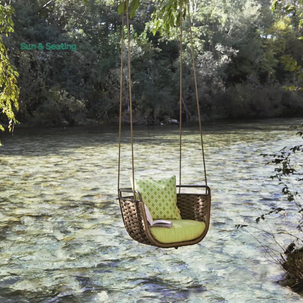Greco Single Seater Hanging Swing Without Stand For Balcony Garden Swing (Brown) Braided & Rope Swings