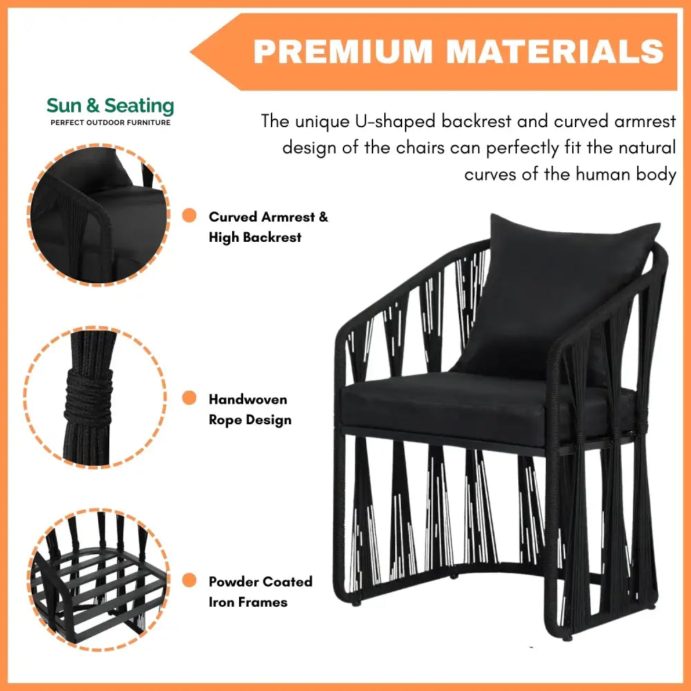 Greer Outdoor Rope 3-Piece Patio Set Patio Set