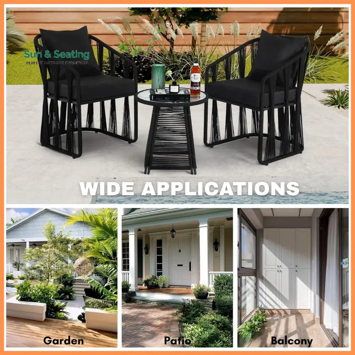 Greer Outdoor Rope 3-Piece Patio Set Patio Set