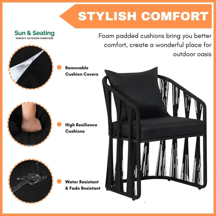 Greer Outdoor Rope 3-Piece Patio Set Patio Set