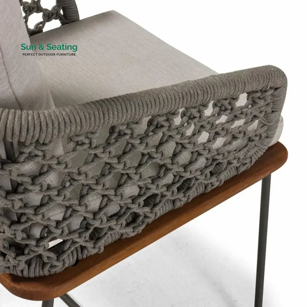 Grillo Outdoor Patio Seating Set 2 Chairs Set Braid &amp; Rope(Grey) Coffee Table Sets