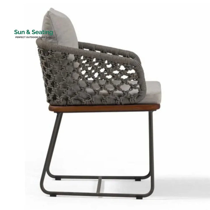 Grillo Outdoor Patio Seating Set 2 Chairs Set Braid &amp; Rope(Grey) Coffee Table Sets