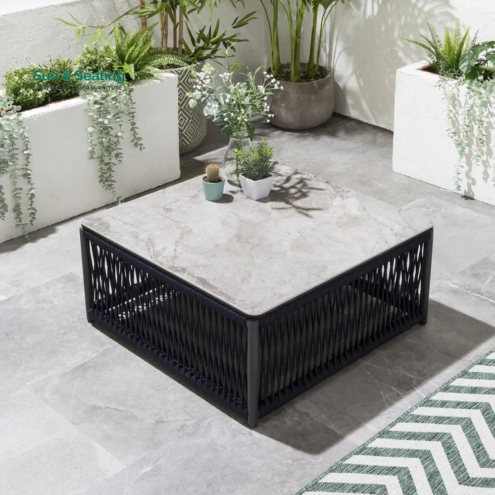 Griselda Outdoor Sofa Set 9 Seater 1 Ottoman and 1 Center Table Set (Blue) Braided &amp; Rope Sofa Sets