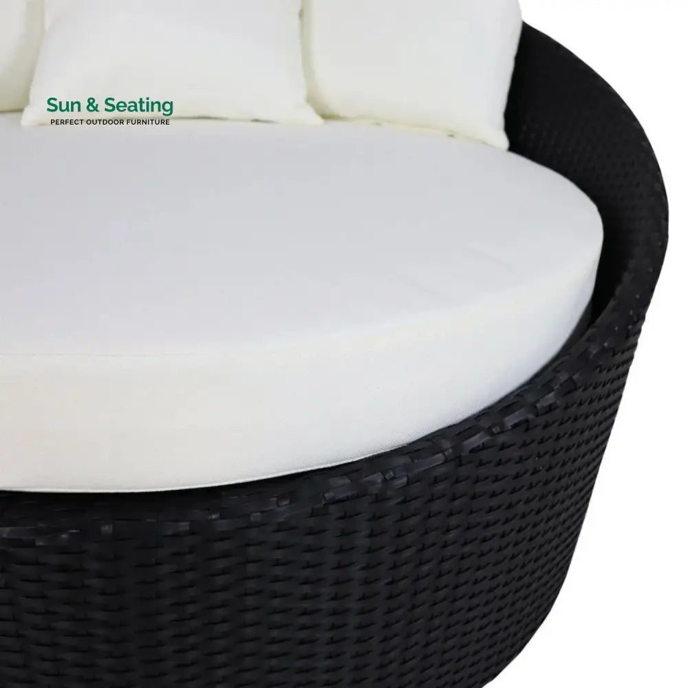 Gro Outdoor Rattan Wicker Daybed with Glass Top Table Daybed