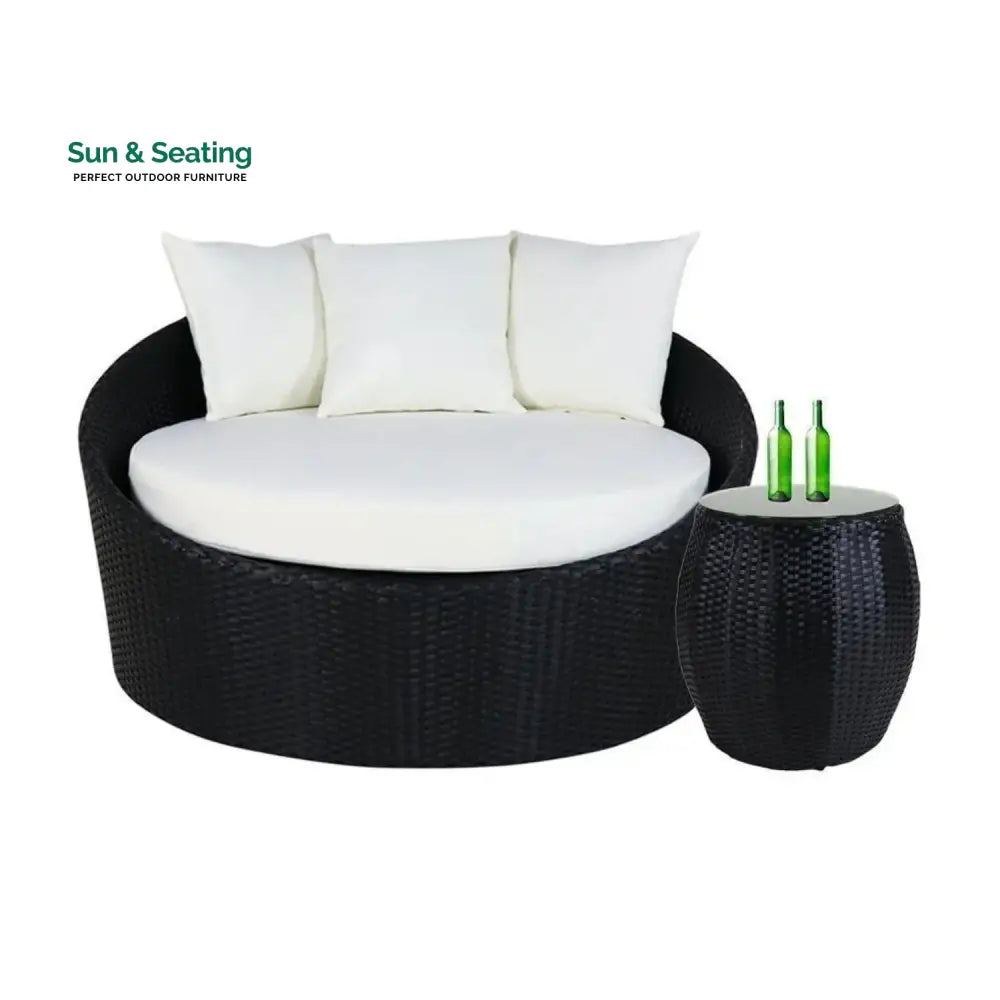 Gro Outdoor Rattan Wicker Daybed with Glass Top Table Daybed