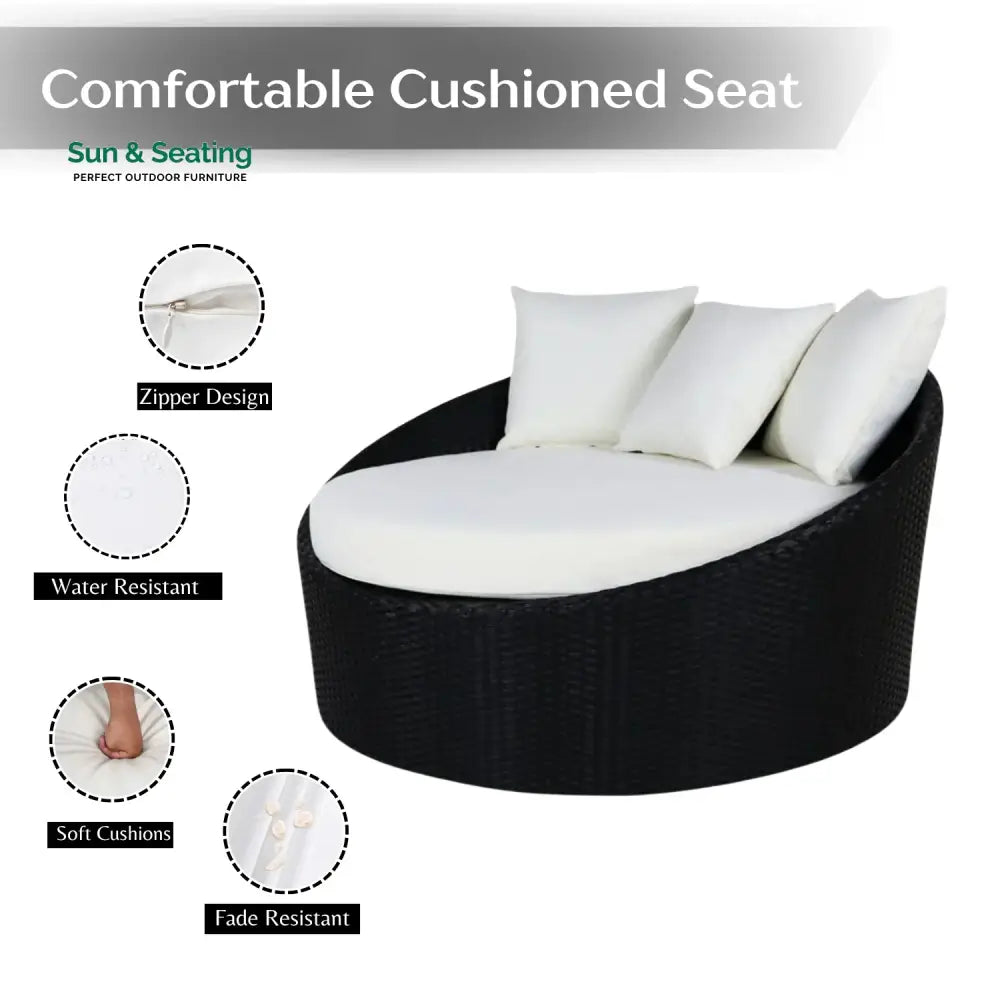 Gro Outdoor Rattan Wicker Daybed with Glass Top Table Daybed