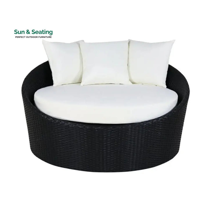 Gro Outdoor Rattan Wicker Daybed with Glass Top Table Daybed