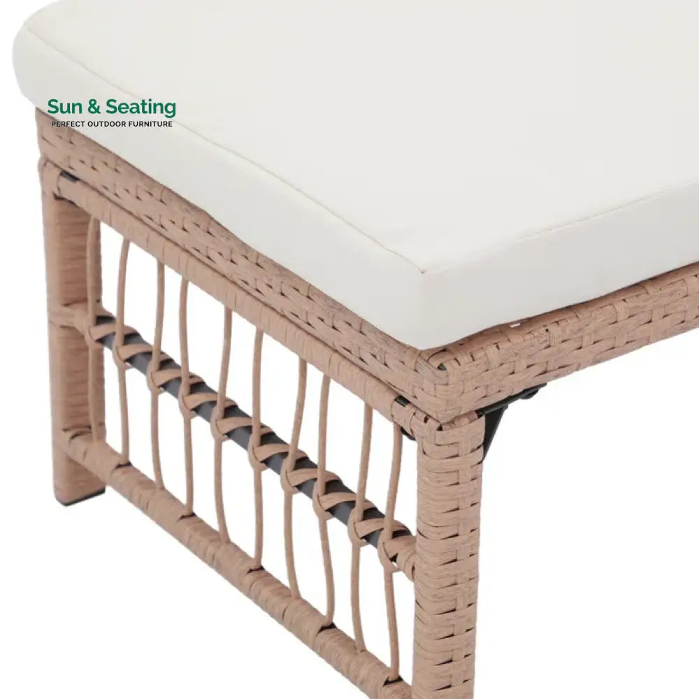Grob Outdoor Patio Seating Set 2 Chairs and 2 Footrest Set (Light Brown) Coffee Table Sets