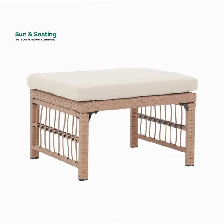 Grob Outdoor Patio Seating Set 2 Chairs and 2 Footrest Set (Light Brown) Coffee Table Sets