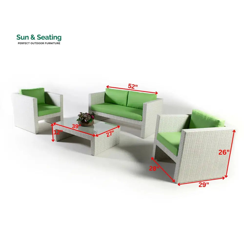 Gucci Outdoor Patio Sofa Set 4 Chairs and 1 Center Table (Off White) Sofa Sets