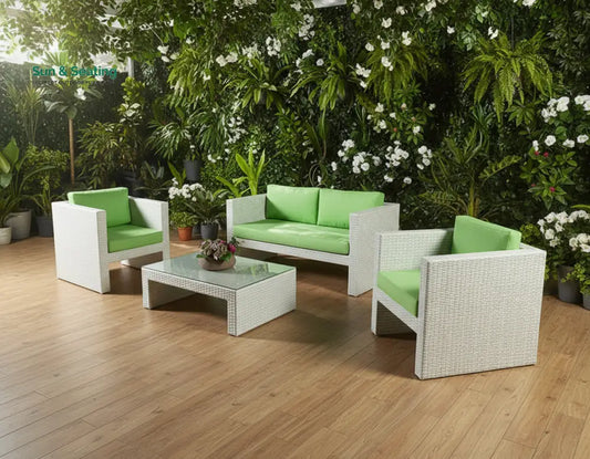 Gucci Outdoor Patio Sofa Set 4 Chairs and 1 Center Table (Off White) Sofa Sets