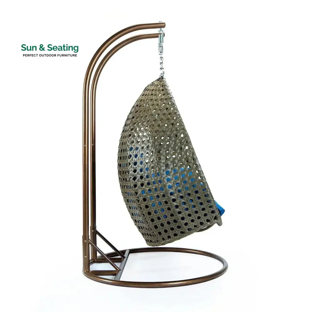 Guo Double Seater Hanging Swing Chair (Dark Brown/Royal Blue) Swing