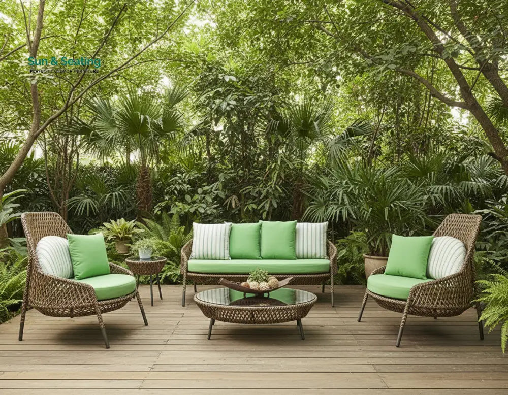 Gustavo Outdoor Sofa Set 2 Seater 2 Single seater 1 Side table and 1 Center Table (Brown) Sofa Sets