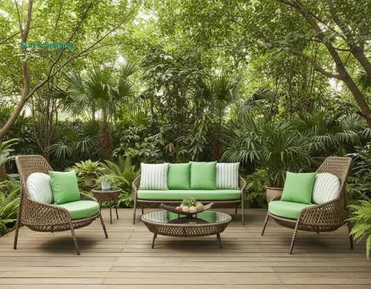 Gustavo Outdoor Sofa Set 2 Seater 2 Single seater 1 Side table and 1 Center Table (Brown) Sofa Sets