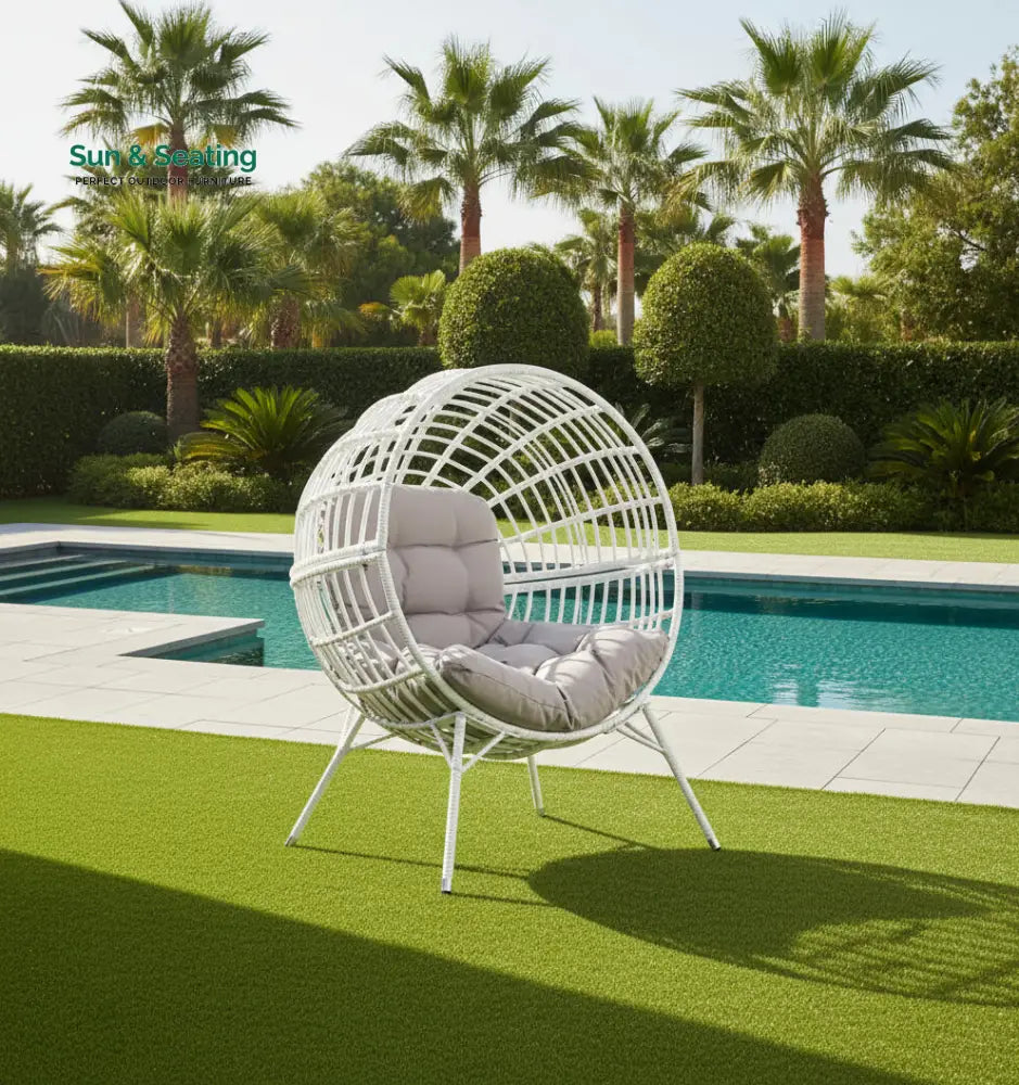 Guzman Single Seater Swing Basket For Balcony & Garden White Swings