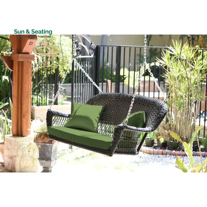 Gwil Double Seater Hanging Swing Without Stand For Balcony Garden Swing (Black) Black Green Swings