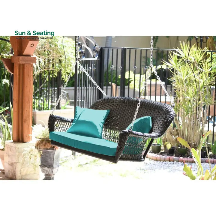 Gwil Double Seater Hanging Swing Without Stand For Balcony Garden Swing (Black) Black Turquoise Swings
