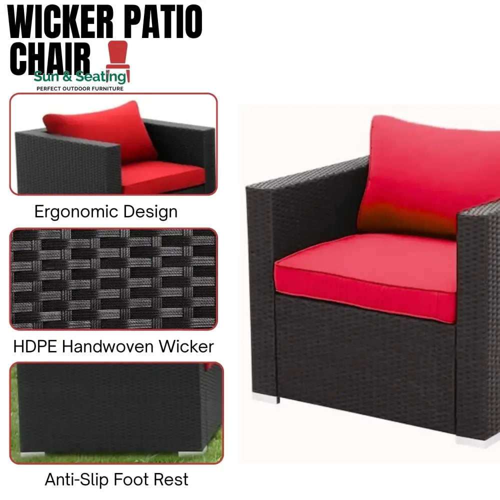Hadley 6-Piece Outdoor Conversation Set (Black/Red) Sofa Set