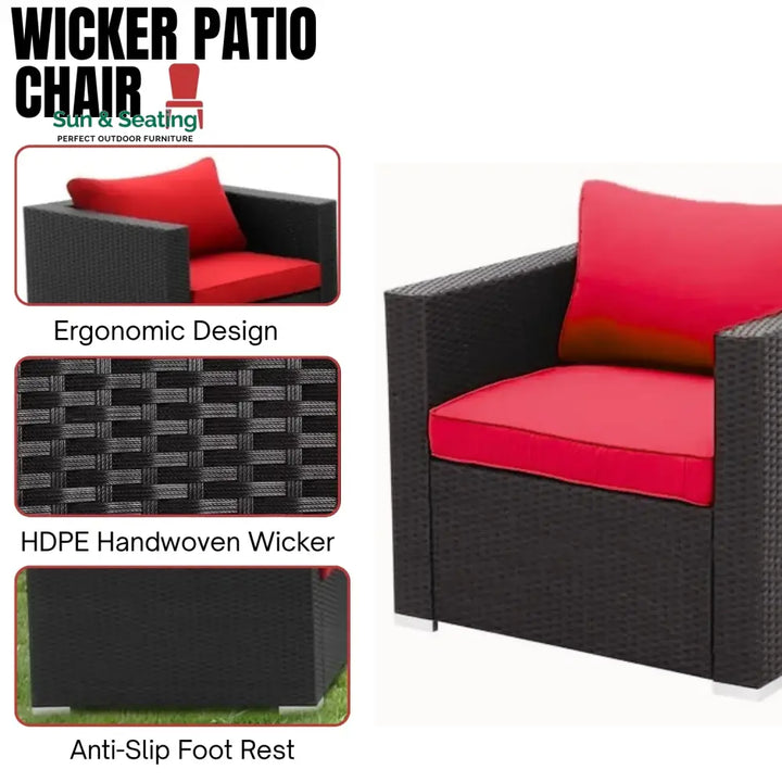 Hadley 6-Piece Outdoor Conversation Set (Black/Red) Sofa Set