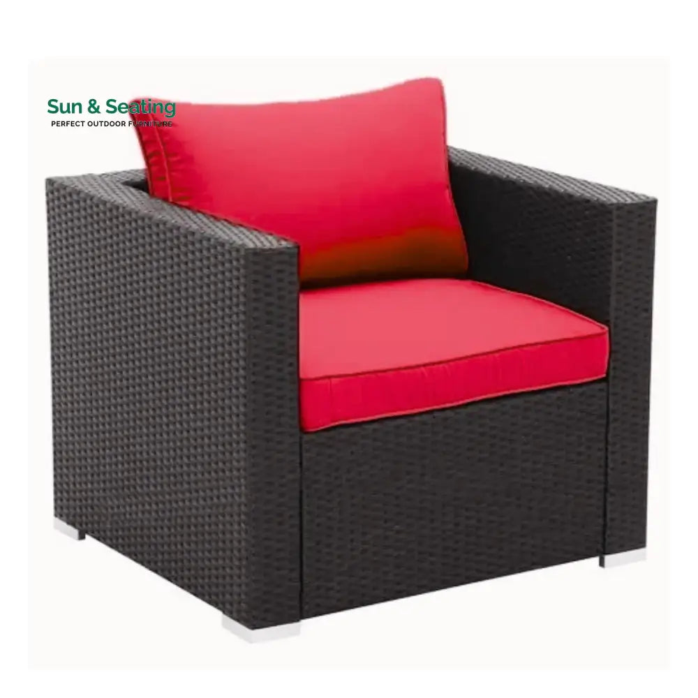 Hadley 6-Piece Outdoor Conversation Set (Black/Red) Sofa Set