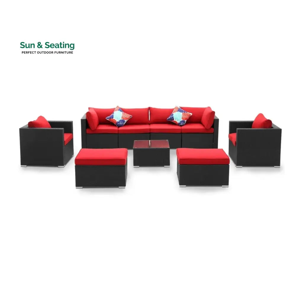 Hadley 6-Piece Outdoor Conversation Set (Black/Red) Sofa Set