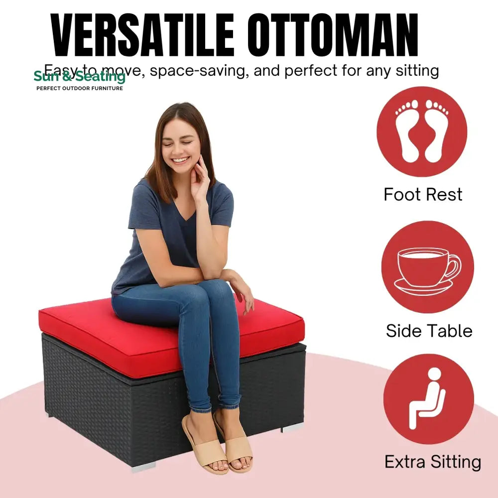 Hadley 6-Piece Outdoor Conversation Set (Black/Red) Sofa Set