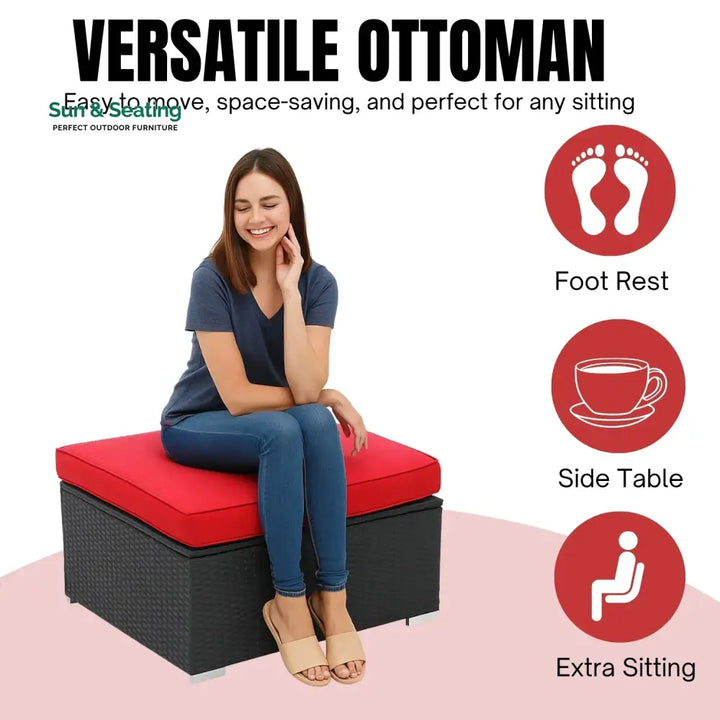 Hadley 6-Piece Outdoor Conversation Set (Black/Red) Sofa Set