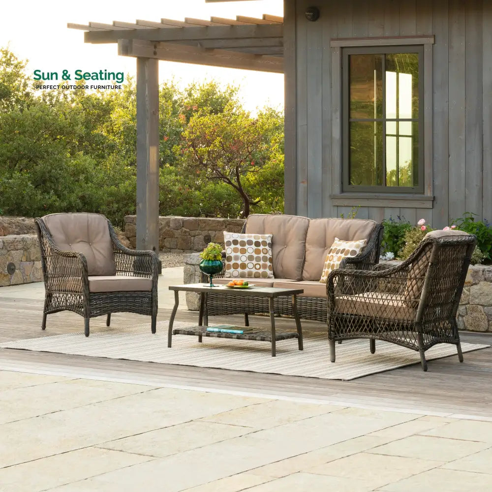 Hae Outdoor Sofa Set 2 Seater 2 Single seater and 1 Center Table (coffee Brown) Sofa Sets