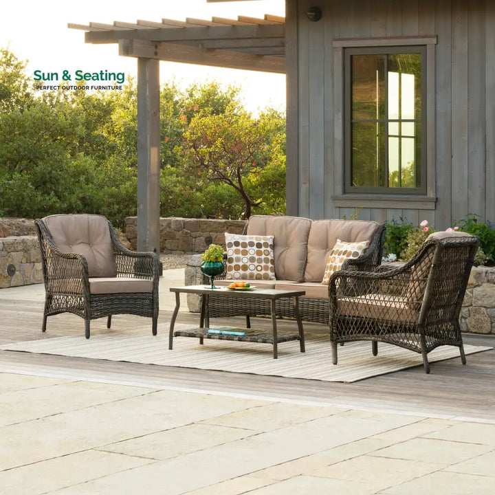 Hae Outdoor Sofa Set 2 Seater 2 Single seater and 1 Center Table (coffee Brown) Sofa Sets