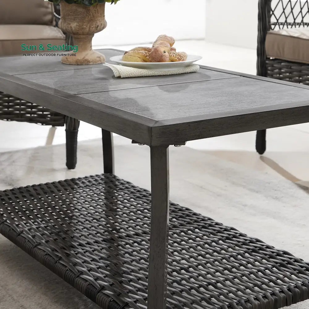 Hae Outdoor Sofa Set 2 Seater 2 Single seater and 1 Center Table (coffee Brown) Sofa Sets