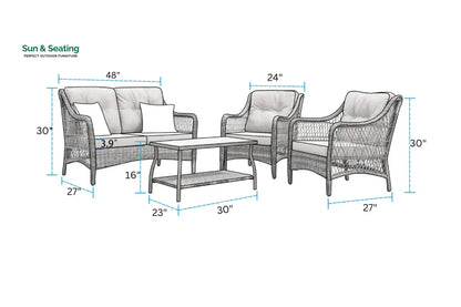 Hae Outdoor Sofa Set 2 Seater 2 Single seater and 1 Center Table (coffee Brown) Sofa Sets