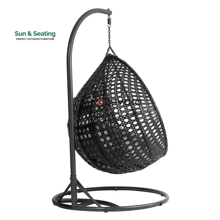 Hai Double Seater Rattan &amp; Wicker Swing (Black &amp; Grey) Swing