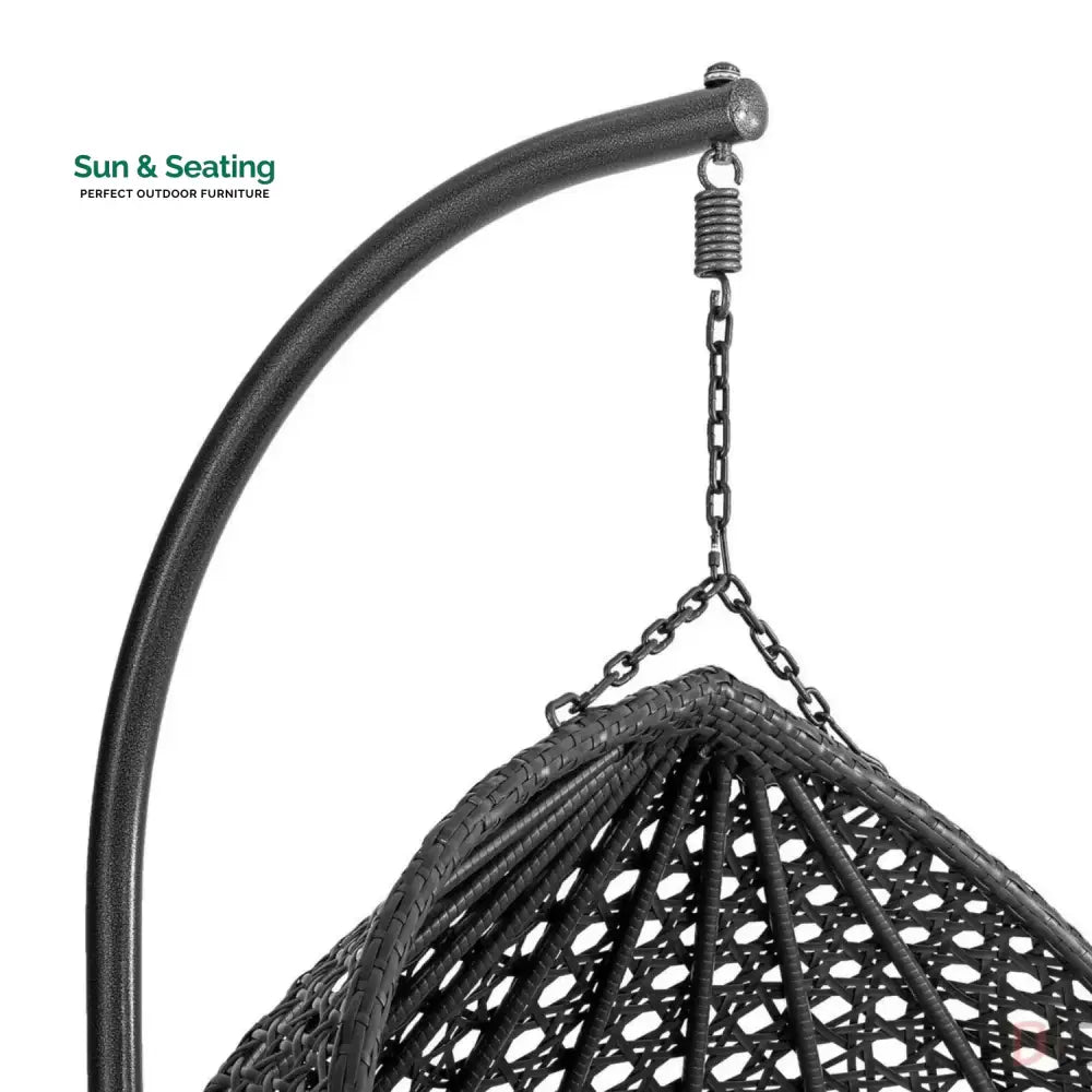 Hai Double Seater Rattan &amp; Wicker Swing (Black &amp; Grey) Swing