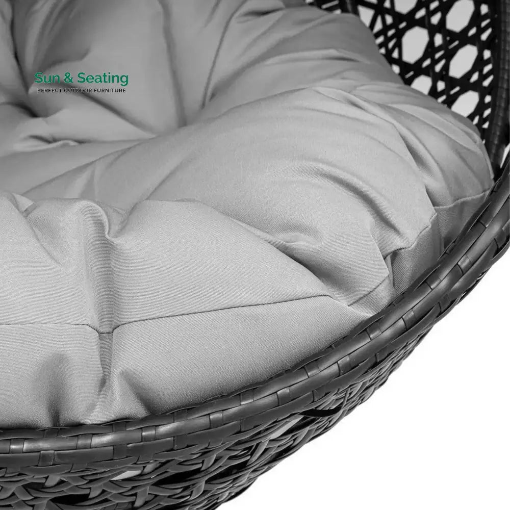 Hai Double Seater Rattan &amp; Wicker Swing (Black &amp; Grey) Swing